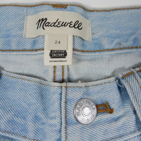 MADEWELL Relaxed Fit Denim Maternity Side Panel SHORTS Size 24 Blue Essen NEW - Picture 5 of 10
